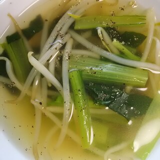 小松菜とモヤシのスープ(^^)